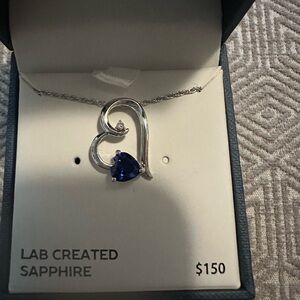Brand new lab created Diamond and sapphire necklace!!
